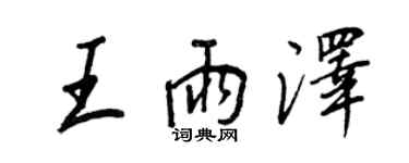 王正良王雨澤行書個性簽名怎么寫