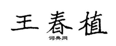 袁強王春植楷書個性簽名怎么寫