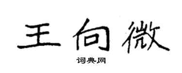 袁強王向微楷書個性簽名怎么寫