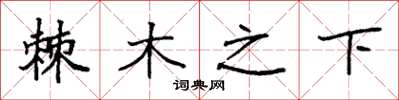 袁強棘木之下楷書怎么寫