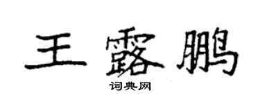 袁強王露鵬楷書個性簽名怎么寫