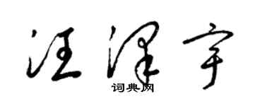 梁錦英汪澤宇草書個性簽名怎么寫