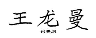 袁強王龍曼楷書個性簽名怎么寫