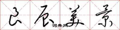 梁錦英良辰美景草書怎么寫