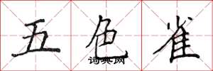 侯登峰五色雀楷書怎么寫