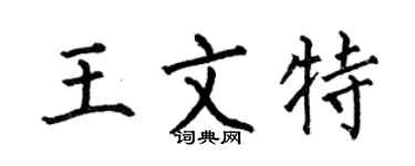 何伯昌王文特楷書個性簽名怎么寫