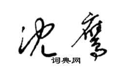 梁錦英沈鷹草書個性簽名怎么寫