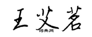 王正良王艾茗行書個性簽名怎么寫