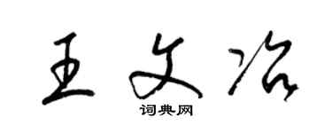 梁錦英王文冶草書個性簽名怎么寫