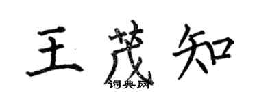 何伯昌王茂知楷書個性簽名怎么寫