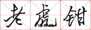 駱恆光老虎鉗行書怎么寫