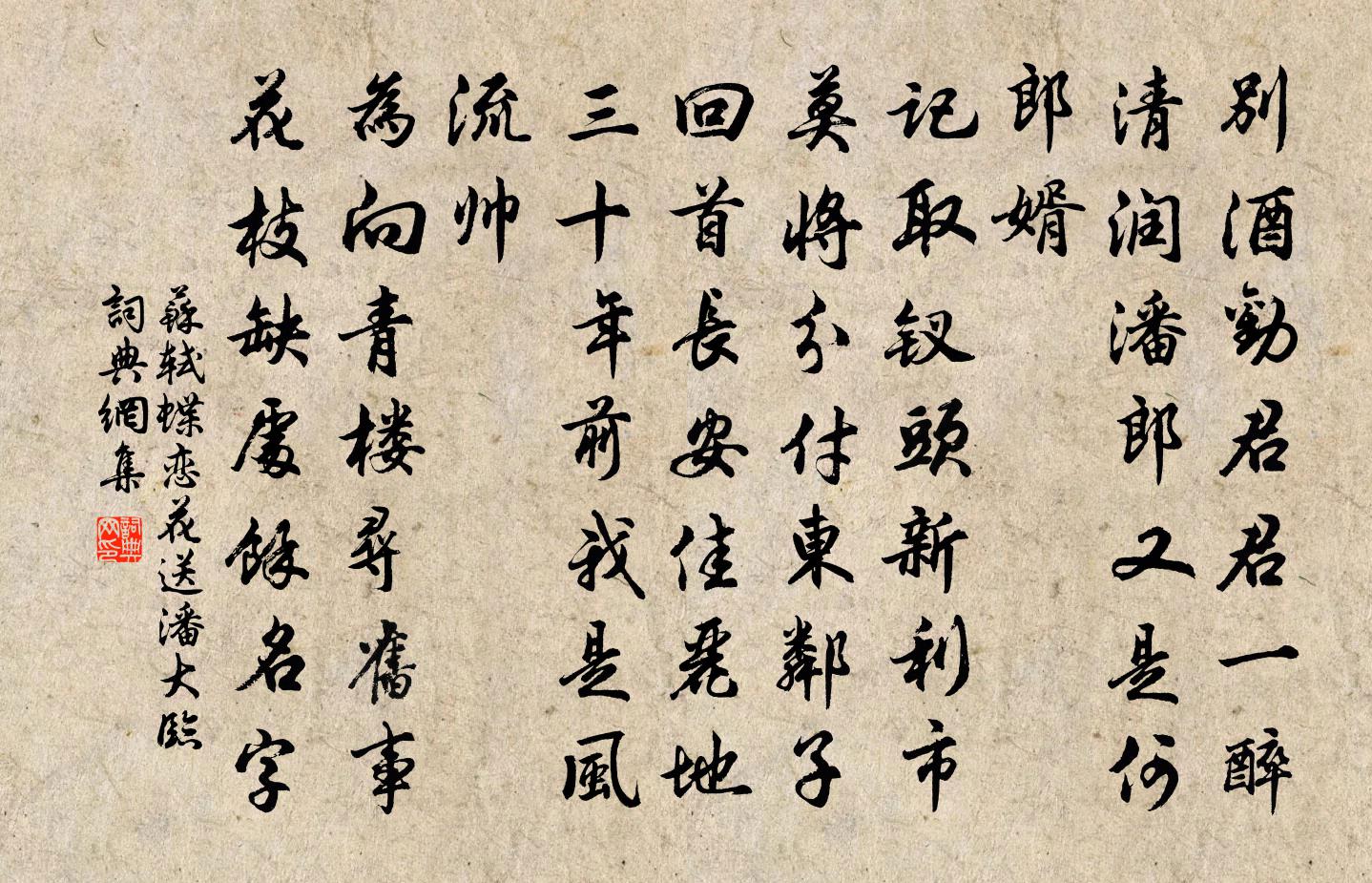 蘇軾蝶戀花(送潘大臨)書法作品欣賞