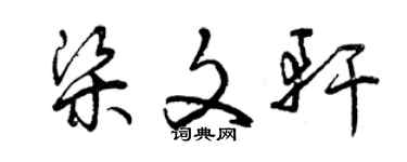 曾慶福梁文軒草書個性簽名怎么寫