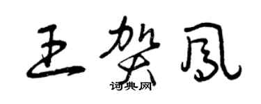 曾慶福王賀鳳草書個性簽名怎么寫