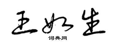 曾慶福王如生草書個性簽名怎么寫