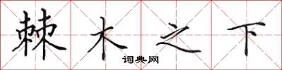田英章棘木之下楷書怎么寫