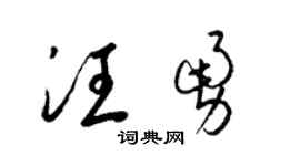 梁錦英汪勇草書個性簽名怎么寫