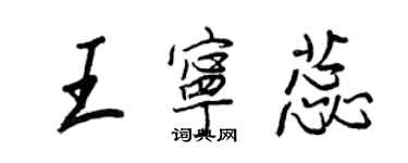 王正良王寧蕊行書個性簽名怎么寫