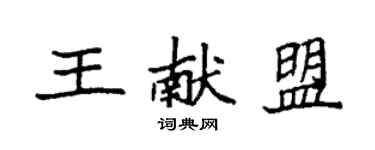 袁強王獻盟楷書個性簽名怎么寫