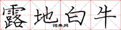 龐中華露地白牛楷書怎么寫