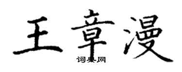 丁謙王章漫楷書個性簽名怎么寫