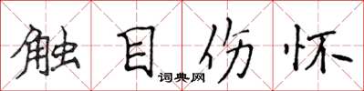 侯登峰觸目傷懷楷書怎么寫