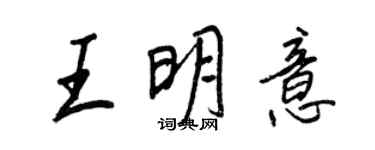 王正良王明意行書個性簽名怎么寫