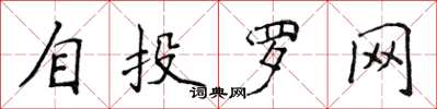 侯登峰自投羅網楷書怎么寫