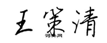 王正良王策清行書個性簽名怎么寫