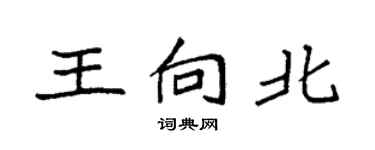 袁強王向北楷書個性簽名怎么寫