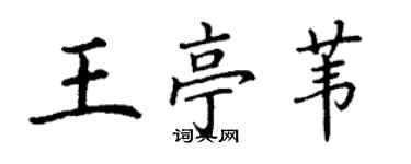 丁謙王亭葦楷書個性簽名怎么寫