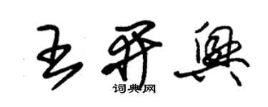 朱錫榮王開興草書個性簽名怎么寫