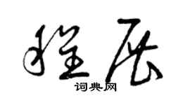 曾慶福程展草書個性簽名怎么寫