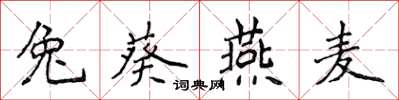 侯登峰兔葵燕麥楷書怎么寫