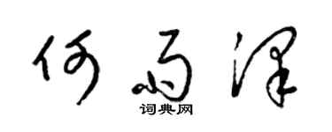 梁錦英何雨澤草書個性簽名怎么寫