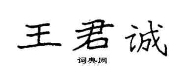 袁強王君誠楷書個性簽名怎么寫