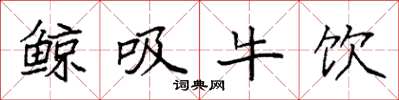 袁強鯨吸牛飲楷書怎么寫