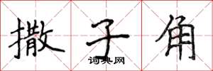 侯登峰撒子角楷書怎么寫