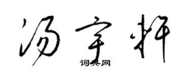 梁錦英湯宇軒草書個性簽名怎么寫