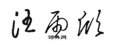 駱恆光汪雨欣草書個性簽名怎么寫