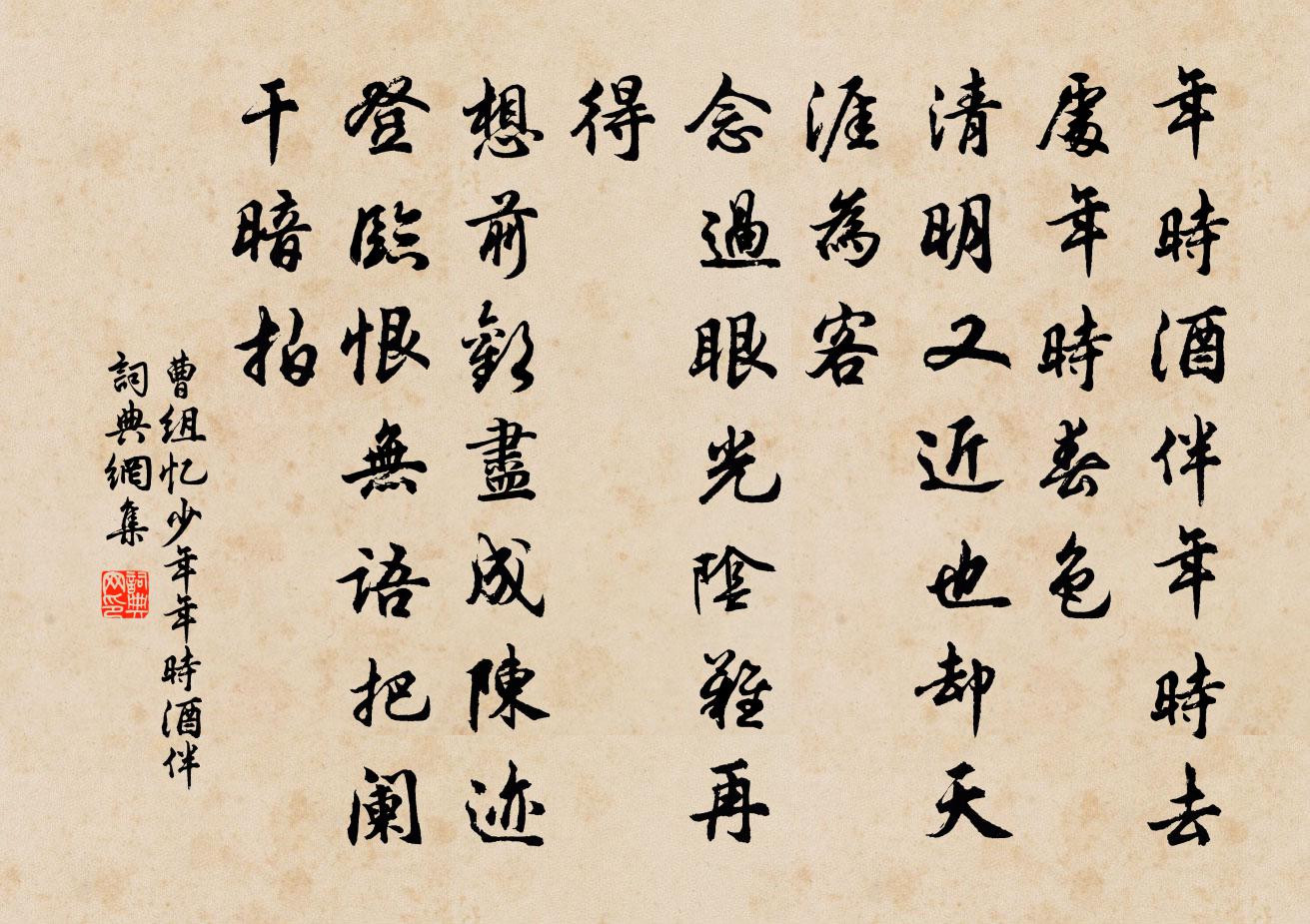 曹組憶少年·年時酒伴書法作品欣賞