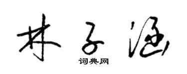 梁錦英林子涵草書個性簽名怎么寫