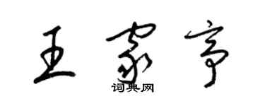梁錦英王家亭草書個性簽名怎么寫