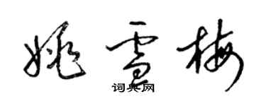 梁錦英姚雪梅草書個性簽名怎么寫