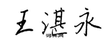 王正良王湛永行書個性簽名怎么寫