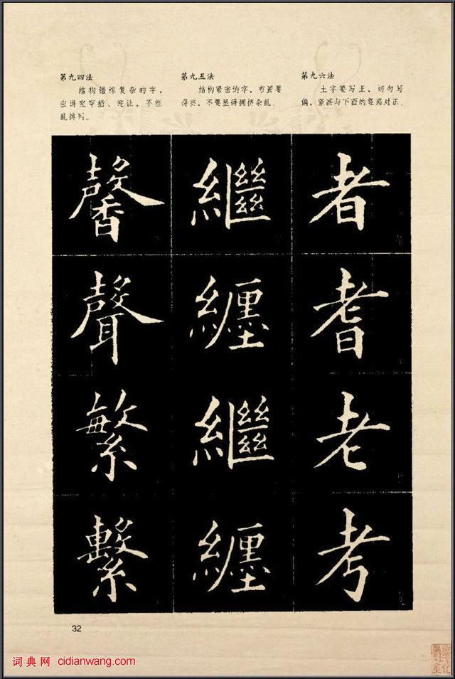 歐楷間架結構128法