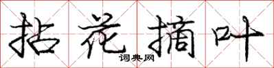 龐中華拈花摘葉行書怎么寫