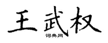 丁謙王武權楷書個性簽名怎么寫