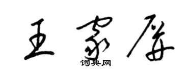 梁錦英王家屏草書個性簽名怎么寫