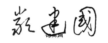 駱恆光嚴建國草書個性簽名怎么寫